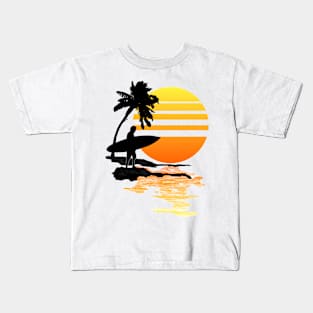 Surfing Sunrise Kids T-Shirt